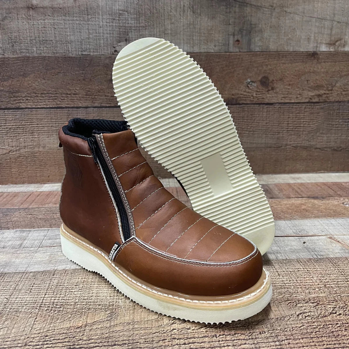 Men's Light Weight Zipper Work Boots Oil and Water Resistant Est. 1216 Tan - OriginalWestern.com