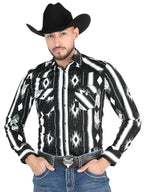 Men’s Long Sleeve Snap Button Western Shirt - Black 44475 - OriginalWestern.com
