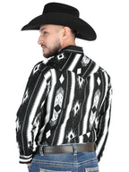 Men’s Long Sleeve Snap Button Western Shirt - Black 44475 - OriginalWestern.com