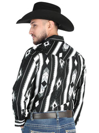 Men’s Long Sleeve Snap Button Western Shirt - Black 44475 - OriginalWestern.com