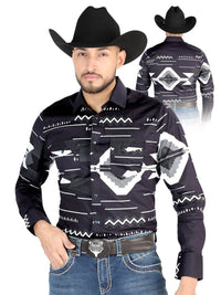 Men’s Long Sleeve Snap Button Western Shirt - Black 44500 - OriginalWestern.com