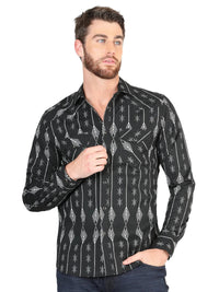 Men’s Long Sleeve Snap Button Western Shirt - Black/White 44433 - OriginalWestern.com