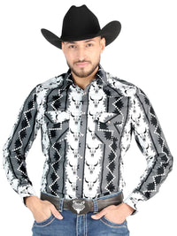 Men’s Long Sleeve Snap Button Western Shirt - Black/White 44491 - OriginalWestern.com