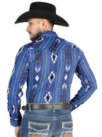 Men’s Long Sleeve Snap Button Western Shirt - Blue 44474 - OriginalWestern.com