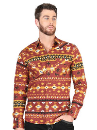 Men’s Long Sleeve Snap Button Western Shirt - Brick Red 44420 - OriginalWestern.com
