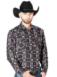 Men's Long Sleeve Snap Button Western Shirt - Brown/Wine 44205 - OriginalWestern.com