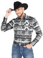 Men’s Long Sleeve Snap Button Western Shirt - Gray 44488 - OriginalWestern.com
