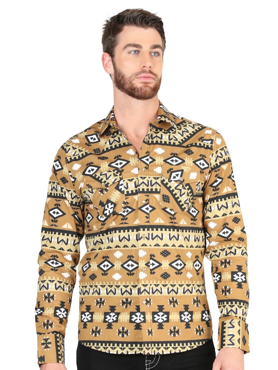 Men’s Long Sleeve Snap Button Western Shirt - Mustard 44417 - OriginalWestern.com