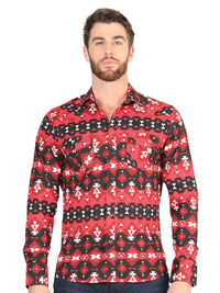 Men’s Long Sleeve Snap Button Western Shirt - Red 44396 - OriginalWestern.com