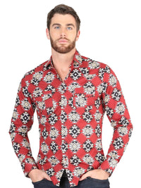 Men’s Long Sleeve Snap Button Western Shirt - Red 44404 - OriginalWestern.com