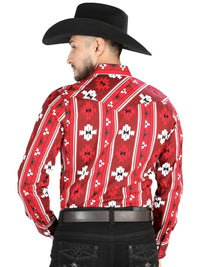 Men’s Long Sleeve Snap Button Western Shirt- Red 44472 - OriginalWestern.com