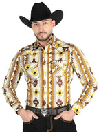 Men’s Long Sleeve Snap Button Western Shirt - Taupe 44471 - OriginalWestern.com