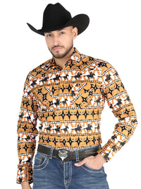 Men’s Long Sleeve Snap Button Western Shirt - Taupe 44477 - OriginalWestern.com