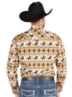 Men’s Long Sleeve Snap Button Western Shirt - Taupe 44477 - OriginalWestern.com