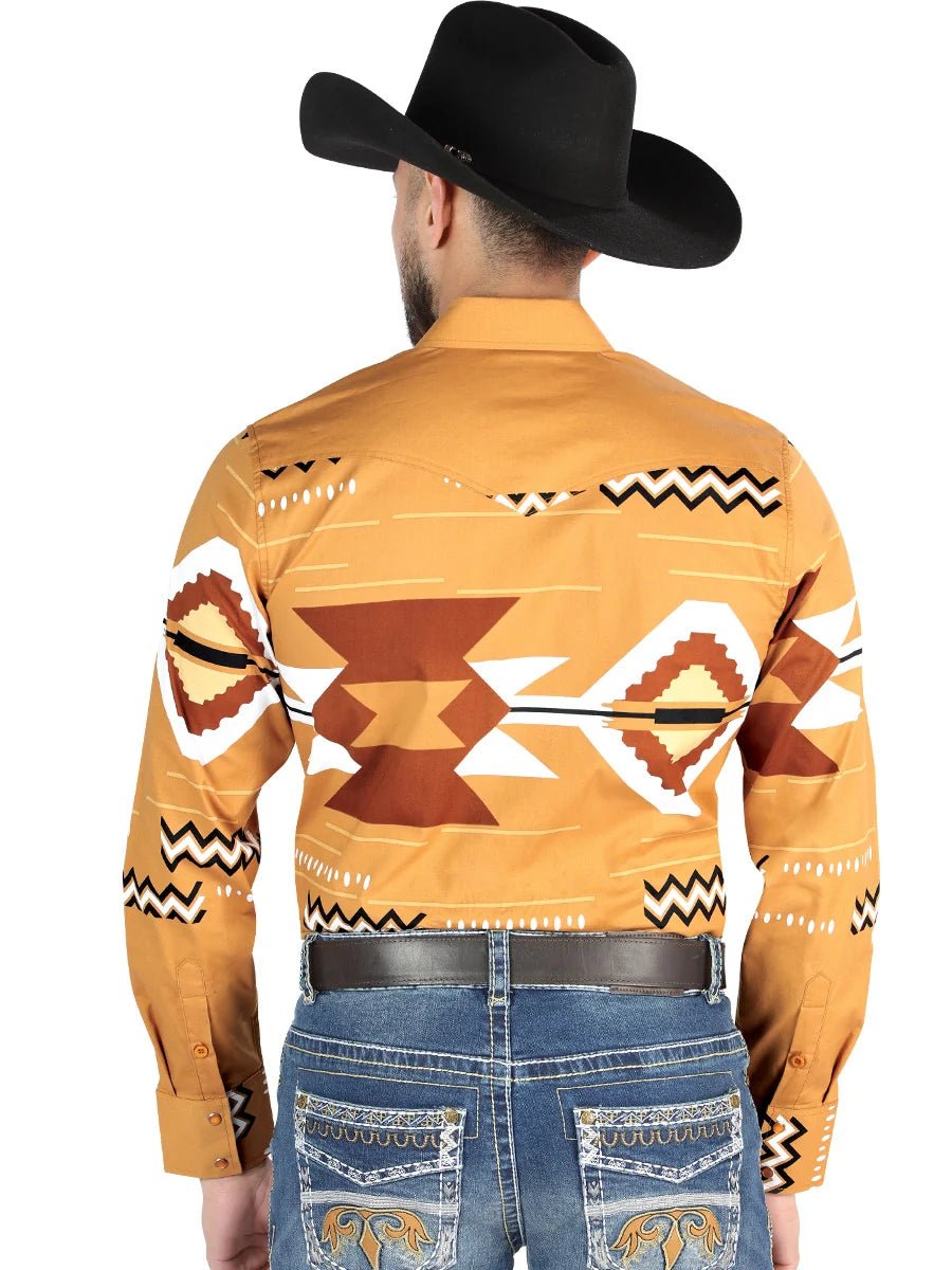 Men’s Long Sleeve Snap Button Western Shirt - Taupe 44499 - OriginalWestern.com