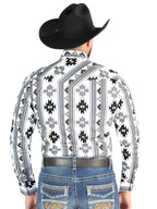 Men’s Long Sleeve Snap Button Western Shirt - White 44470 - OriginalWestern.com