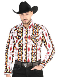 Men’s Long Sleeve Snap Button Western Shirt - White 44502 - OriginalWestern.com