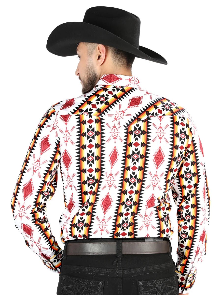 Men’s Long Sleeve Snap Button Western Shirt - White 44502 - OriginalWestern.com