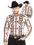 Men’s Long Sleeve Snap Button Western Shirt - White 44502 - OriginalWestern.com