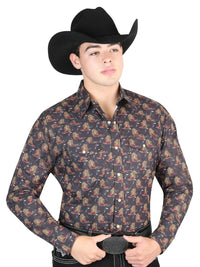 Men's Long Sleeve Western Fashion Snap Button Shirt - Black/Red 44304 - OriginalWestern.com
