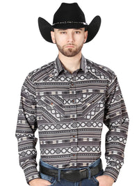 Men's Long Sleeve Western Fashion Snap Button Shirt - Brown 44217 - OriginalWestern.com