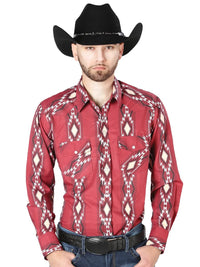 Men's Long Sleeve Western Fashion Snap Button Shirt - Red 44216 - OriginalWestern.com