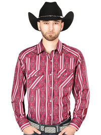 Men's Long Sleeve Western Fashion Snap Button Shirt - Red/Burgundy 44221 - OriginalWestern.com