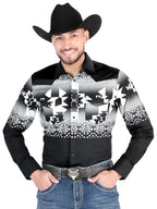 Men’s Long Sleeve Western Snap Button Shirt - Black 44485 - OriginalWestern.com