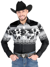 Men’s Long Sleeve Western Snap Button Shirt - Black 44485 - OriginalWestern.com