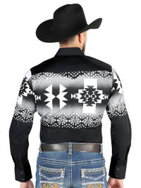 Men’s Long Sleeve Western Snap Button Shirt - Black 44485 - OriginalWestern.com