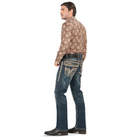 Men's Boot Cut Western Jeans – Stretch Denim Cowboy Pants -  Navy LAM-26501