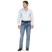 Men's Boot Cut Western Jeans – Stretch Denim Cowboy Pants -  Light Blue LAM-26501