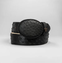 Men’s Ostrich Original Exotic Leather Cowboy Belt 1.5" Oval Buckle - OriginalWestern.com