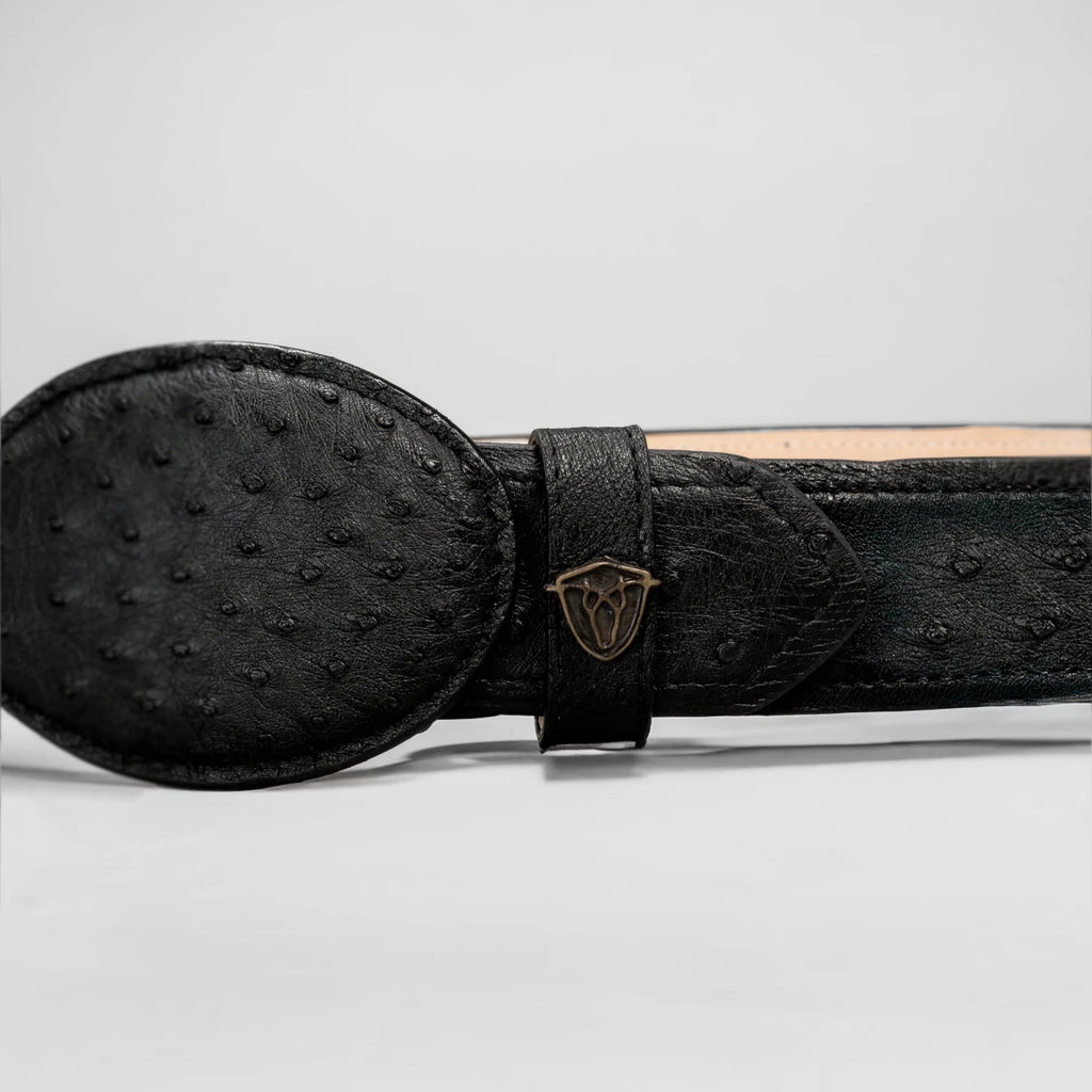 Men’s Ostrich Original Exotic Leather Cowboy Belt 1.5" Oval Buckle - OriginalWestern.com
