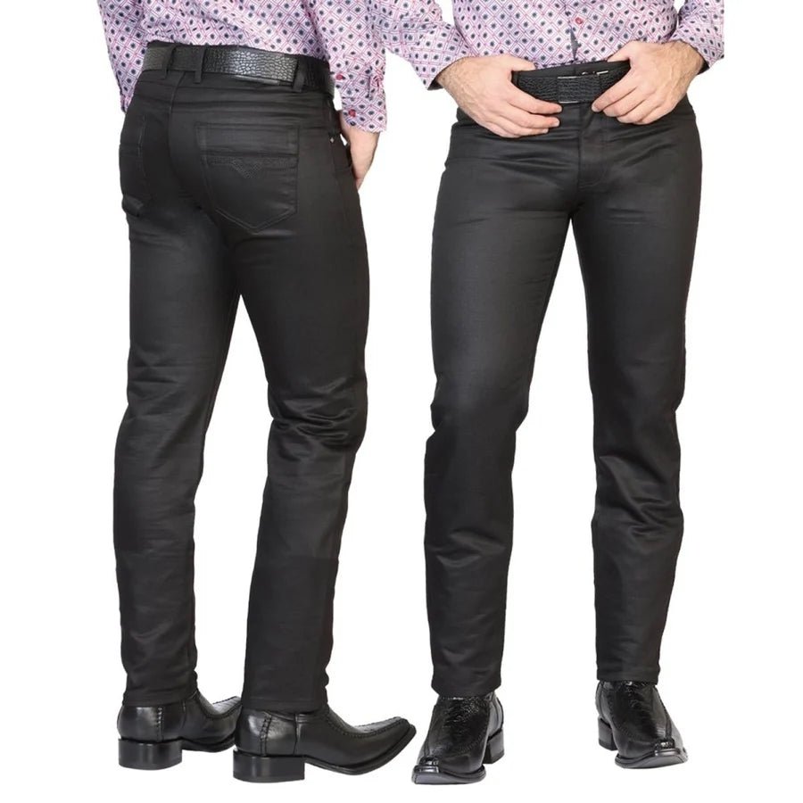 Men's Plain Boot Cut Western Jeans – Stretch Denim Cowboy Pants - Black - OriginalWestern.com
