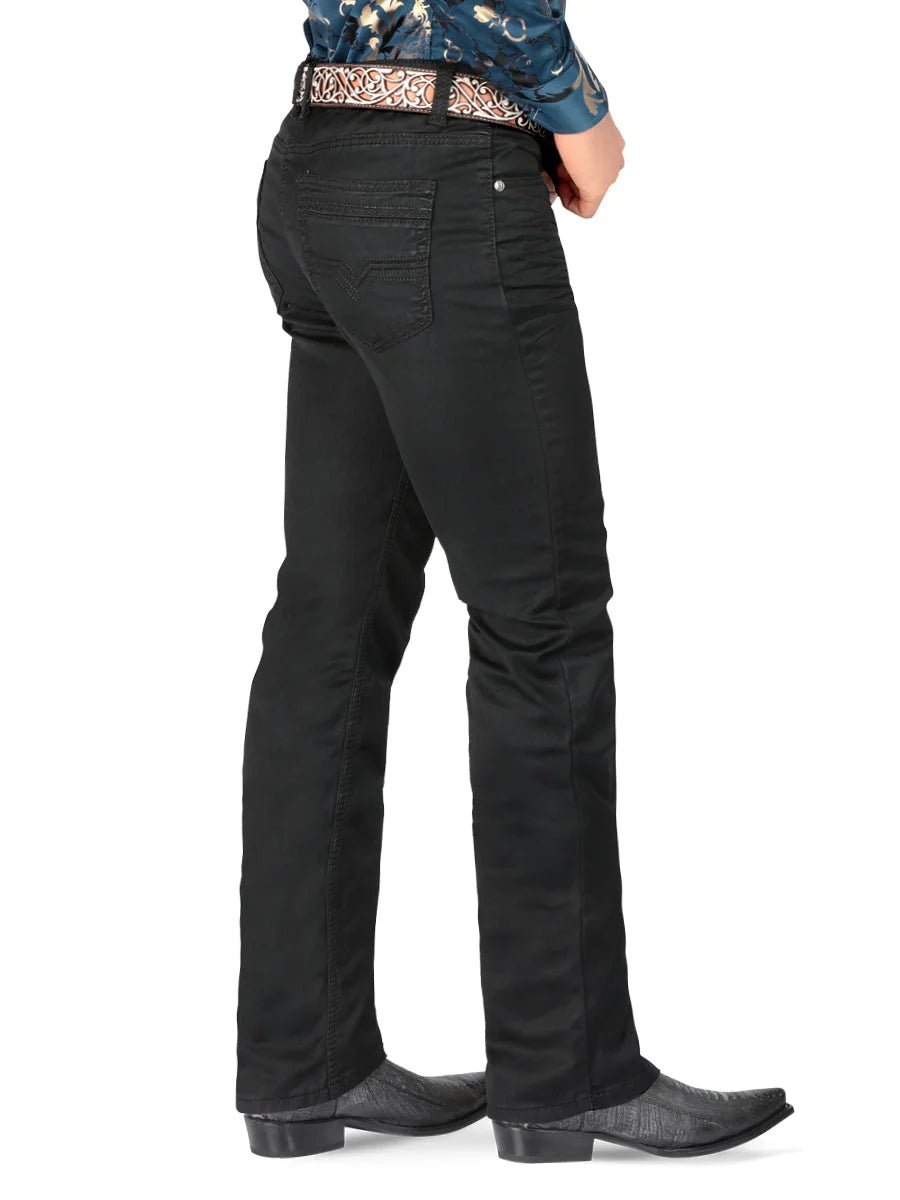 Men's Plain Boot Cut Western Jeans – Stretch Denim Cowboy Pants - Black - OriginalWestern.com