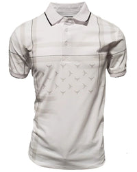 Lamasini - Men's White Polo Shirt with Subtle Bullhorn Pattern 28216