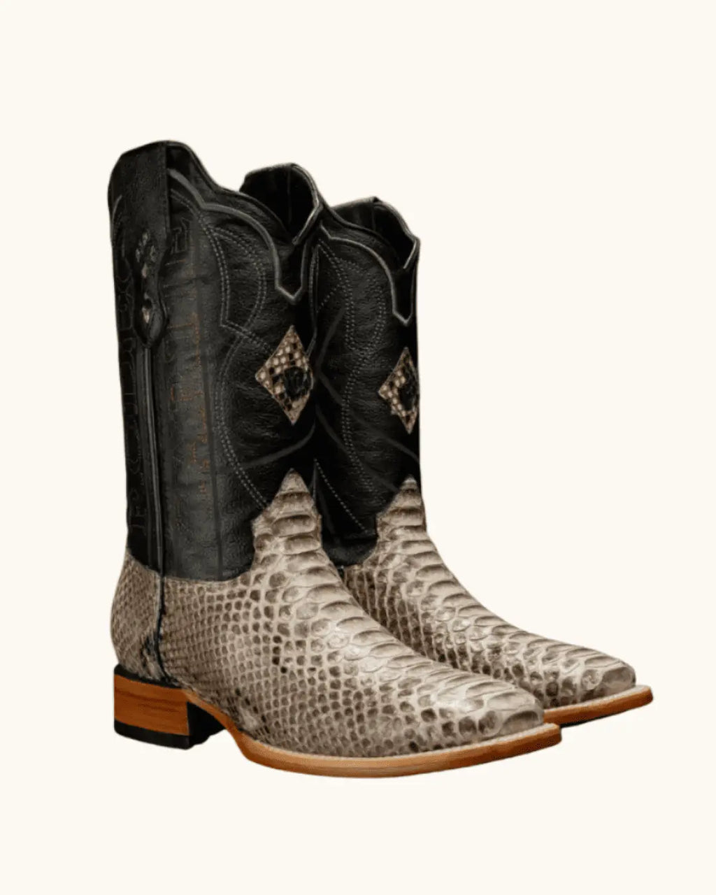 Men’s Rodeo Cartie Python Snakeskin Square Toe Boots