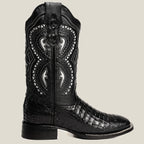 Men’s Rodeo Cartie Alligator Caiman Square Toe Boots - Black - OriginalWestern.com