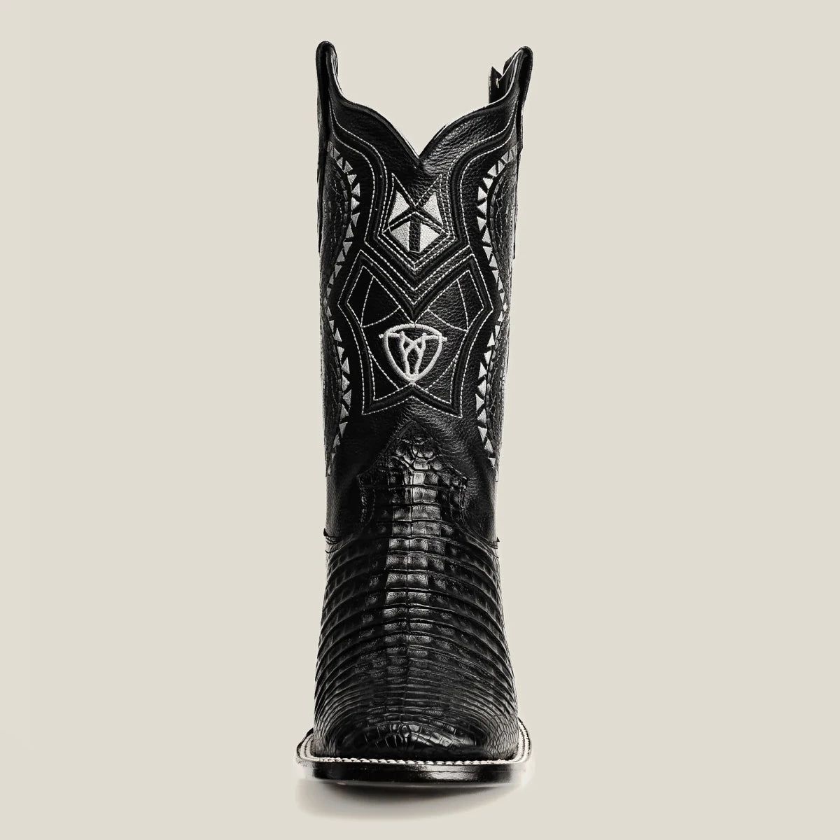 Men’s Rodeo Cartie Alligator Caiman Square Toe Boots - Black - OriginalWestern.com