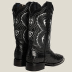 Men’s Rodeo Cartie Alligator Caiman Square Toe Boots - Black - OriginalWestern.com