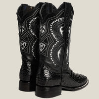 Men’s Rodeo Cartie Alligator Caiman Square Toe Boots - Black - OriginalWestern.com