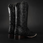 Men’s Rodeo Cartie Genuine Exotic Pirarucu Monster Fish Square Toe Boots - Black - OriginalWestern.com