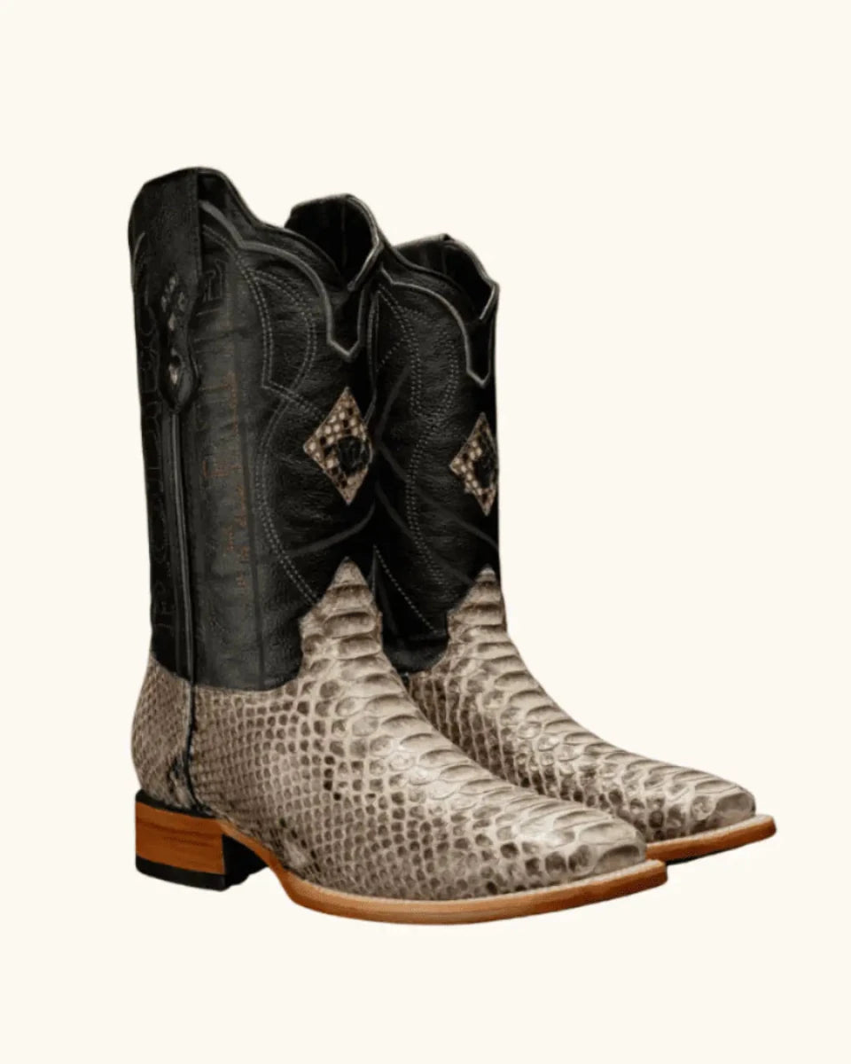 Men’s Rodeo Cartie Genuine Exotic Python Snakeskin Square Toe Boots - OriginalWestern.com