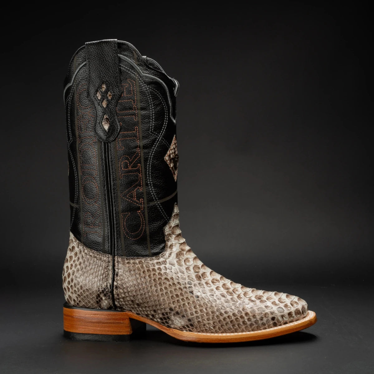 Men’s Rodeo Cartie Genuine Exotic Python Snakeskin Square Toe Boots - OriginalWestern.com