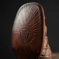 Men’s Rodeo Cartie Genuine Leather Pirarucu Fish Print Square Toe Ankle Boots - Oryx - OriginalWestern.com