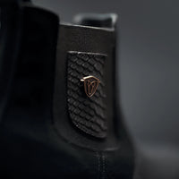Men’s Rodeo Cartie Genuine Leather Python Print Square Toe Ankle Boots - Black - OriginalWestern.com