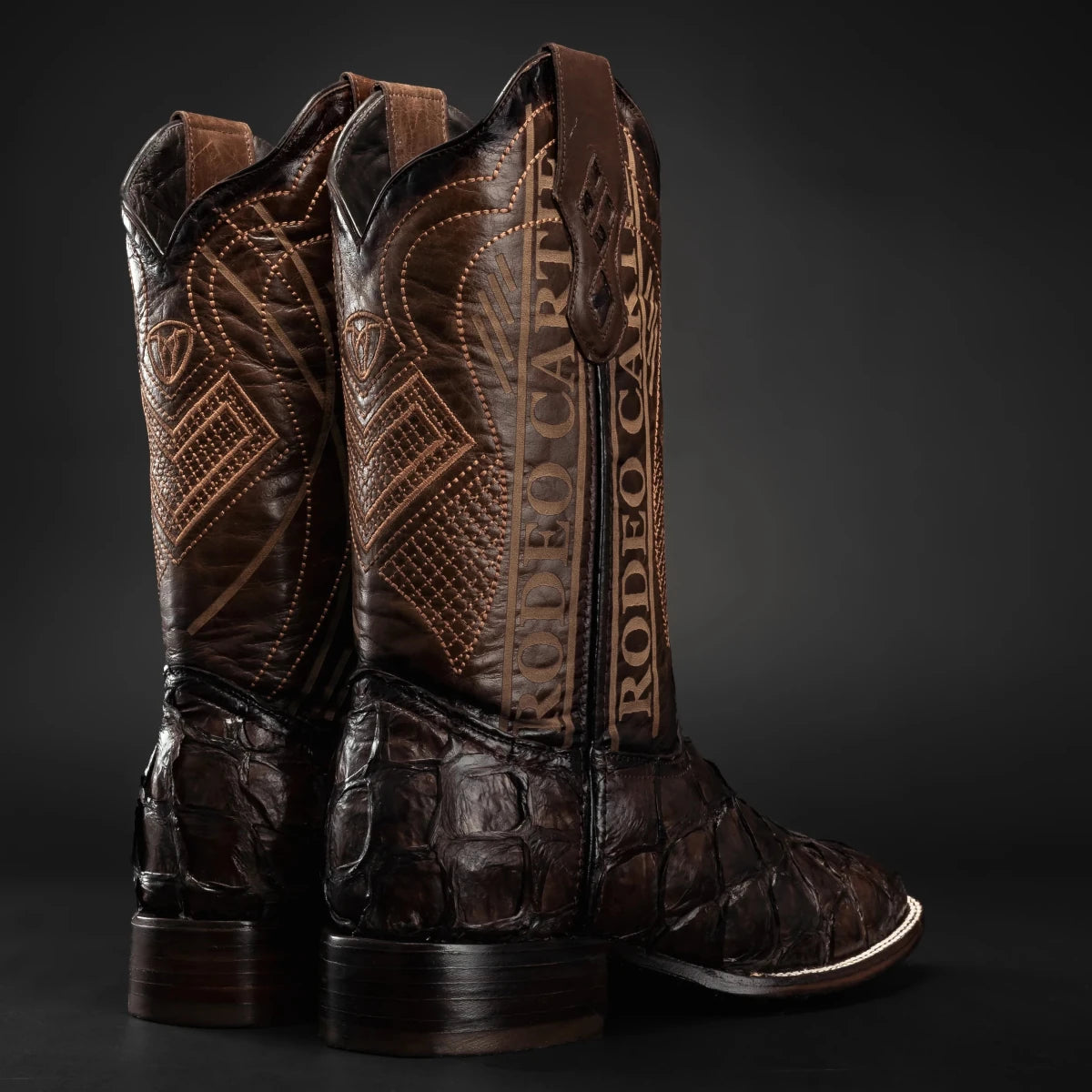 Men’s Rodeo Cartie Pirarucu Square Toe Boots - Brown - OriginalWestern.com