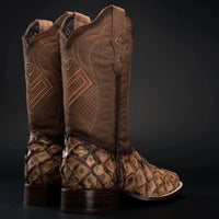 Men’s Rodeo Cartie Pirarucu Square Toe Boots - Oryx - OriginalWestern.com