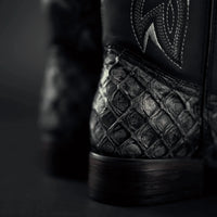 Men’s Rodeo Cartie Pirarucu Square Toe Boots - Rustic Black - OriginalWestern.com